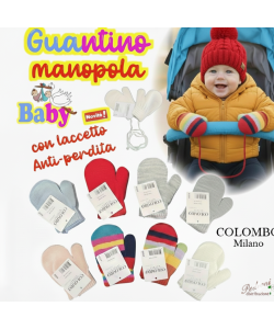 *COLOMBO Milano* GUANTINO BABY MANOPOLA 0/9 Mesi art.9304 Ass
