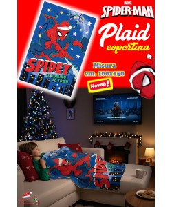 * NATALE* SPIDER-MAN Copertina PLAID in PILE multiuso MV1437
