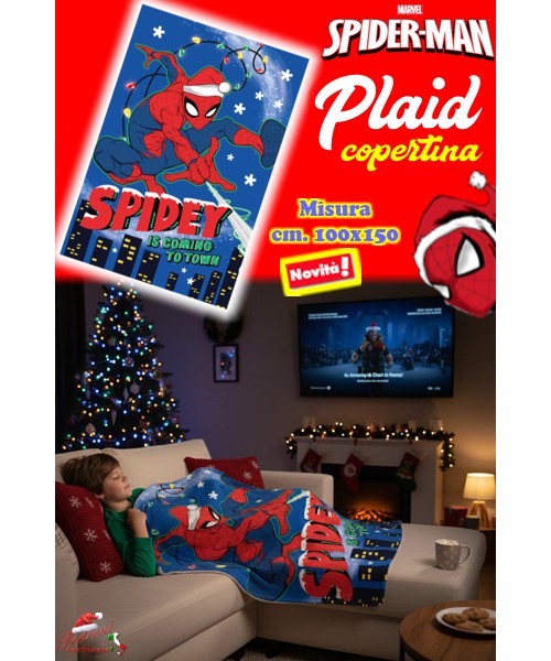 * NATALE* SPIDER-MAN Copertina PLAID in PILE...