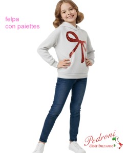 *A.STOCK*Felpina m/l bambina SMILE MBA3175 GRIGIO melange 4/12 anni