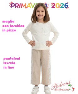 P.*STOCK*Completo bambina SMILE CRA5607 PANNA/beige 4/14 anni