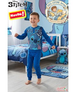 STITCH Pigiama bambino COTONE 3/8 Anni ST2028 Bluette