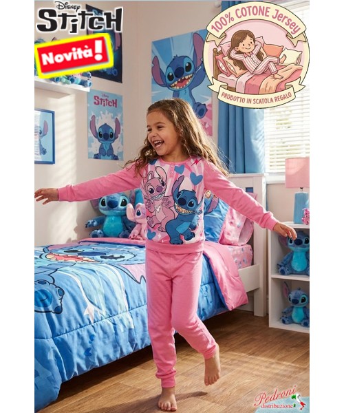 STITCH Pigiama bambina COTONE 3/8 Anni ST2027...
