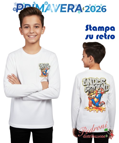 P.*STOCK*MAGLIA m/l bambino SWEET H732 BIANCO...