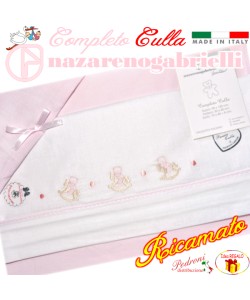 NAZARENO Completo CULLA ricamato NG 91.15 Bianco/Rosa