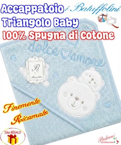 *BATUFFOLINI* Baby accappatoio TRIANGOLO B363/11 Cielo