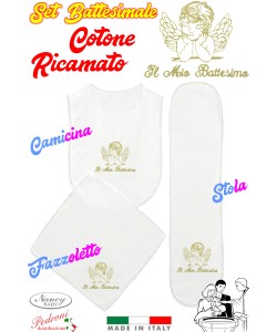 *COMPLETO BATTESIMALE* Set composto da 3 Pezzi art.80 Bianco