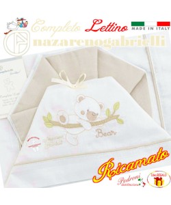 NAZARENO Completo LETTINO ricamato NG 101.27 Bianco/Sabbia