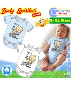 "Dentro x 9 Mesi" Body M/M Neonato in COTONE XNO-183-AA 3/24 Mesi