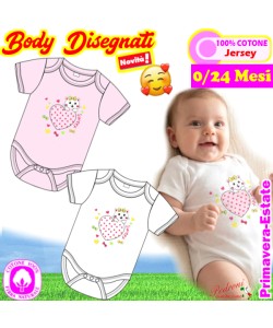 "Cuore Gattina" Body M/M Neonata in COTONE XNA-493 0/24 Mesi