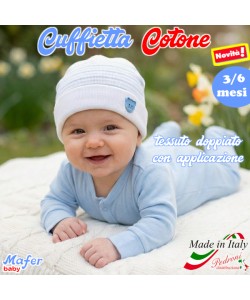 Cuffietta BABY in COTONE 3/6 Mesi WSB9131 Bia-Cielo