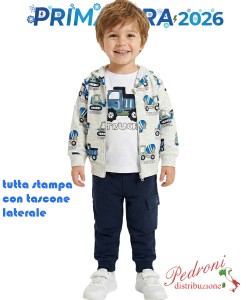 P.*STOCK*Tuta neonato MR JEK JA2638 GRIGIO/blu 12/36 mesi