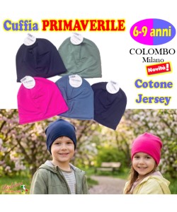 *PRIMAVERA* CUFFIA COTONE Jersey 6/9 Anni PAPRIKA-02B Assortita