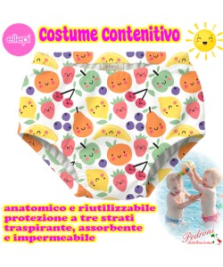 ELLEPI Costumino CONTENITIVO bimba BO5343 FRUTTA BIANCO 3/24 mesi