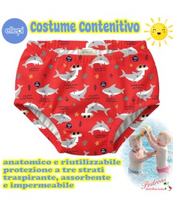 ELLEPI Costumino CONTENITIVO bimbo BO5344 SQUALI 3/24 mesi
