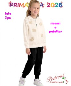 P.*STOCK*Tuta bambina HOPE STAR AF2635 BEIGE/nero 4/12 anni