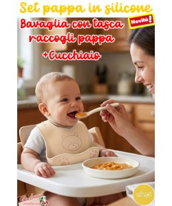 ELLEPI *SET PAPPA 2 pezzi*in SILICONE* art.CR1025 cm.27x23 Beige
