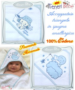 Accappatoio TRIANGOLO spugna RICAMATO 1919-1921 Bianco/Cielo