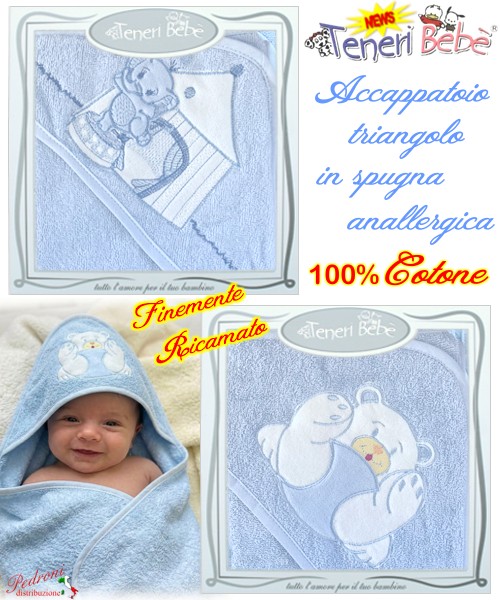 Baby accappatoio TRIANGOLO spugna RICAMATO...