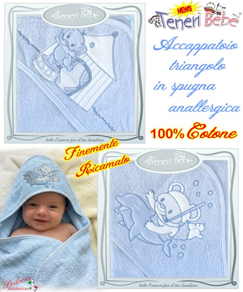 Baby accappatoio TRIANGOLO spugna RICAMATO...
