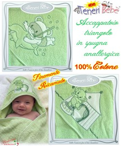 Accappatoio TRIANGOLO spugna RICAMATO 1911-1932 Fondo VERDE