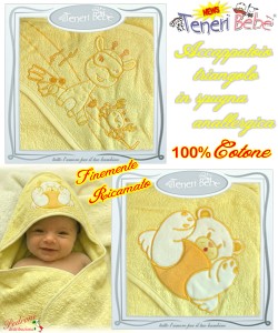 Accappatoio TRIANGOLO spugna RICAMATO 1918-1925 Fondo GIALLO