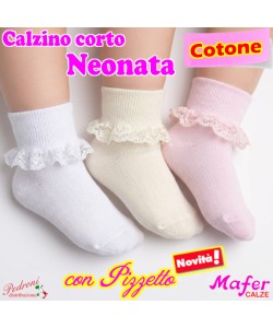 MAFER Calzino CORTO NEONATA "PIZZO" BFC6981 Tg.13/18 in 3 Colori