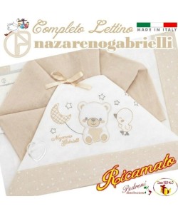 NAZARENO Completo LETTINO ricamato NG 101.26 Bianco/Sabbia