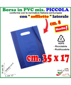 BORSINA in PVC con SOFFIETTO misura 17x35 BLU