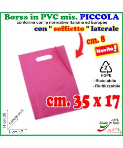 BORSINA in PVC con SOFFIETTO misura 17x35 FUCSIA