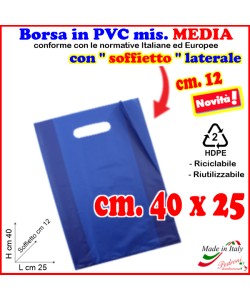 BORSINA in PVC con SOFFIETTO misura 25x40 BLU