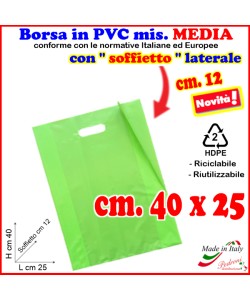 BORSINA in PVC con SOFFIETTO misura 25x40 VERDE ACIDO