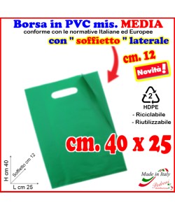BORSINA in PVC con SOFFIETTO misura 25x40 VERDE
