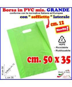 BORSINA in PVC con SOFFIETTO misura 35x50 VERDE ACIDO