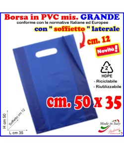 BORSINA in PVC con SOFFIETTO misura 35x50 BLU