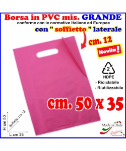BORSINA in PVC con SOFFIETTO misura 35x50 FUCSIA
