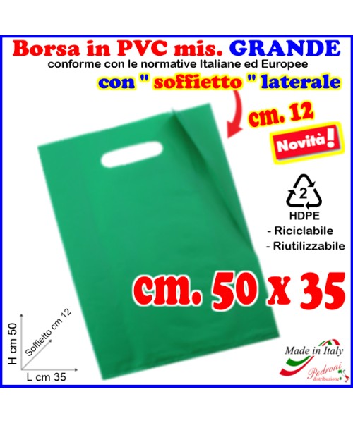 BORSINA in PVC con SOFFIETTO misura 35x50 VERDE