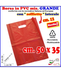 BORSINA in PVC con SOFFIETTO misura 35x50 ROSSO