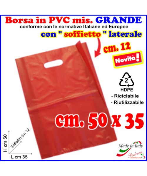 BORSINA in PVC con SOFFIETTO misura 35x50 ROSSO