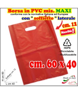 BORSINA in PVC con SOFFIETTO misura 40x60 ROSSO
