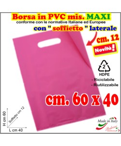 BORSINA in PVC con SOFFIETTO misura 40x60 FUCSIA