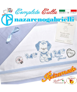NAZARENO Completo CULLA ricamato NG 91.22 Bianco/Cielo