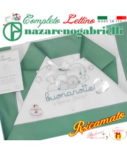 NAZARENO Completo LETTINO ricamato NG 101.21 Bianco/Bosco
