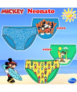 MICKEY DISNEY Slip NEONATO bagno 12/24 Mesi W520-A in 2 Varianti