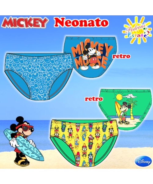 MICKEY DISNEY Slip NEONATO bagno 12/24 Mesi W520-A in 2 Varianti