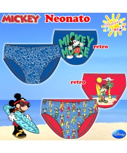 MICKEY DISNEY Slip NEONATO bagno 12/24 Mesi W521-A in 2 Varianti - 46998