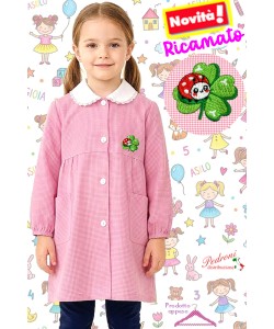 PRIMO PREZZO Grembiule ASILO bambina BM-931 Bianco/Rosa Tg.45/65