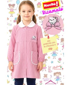 PRIMO PREZZO Grembiule ASILO bambina BM-008 Bianco/Rosa Tg.45/65