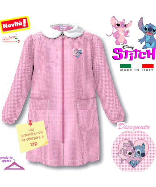STITCH Grembiule ASILO bambina G107 Bianco/Rosa