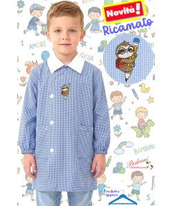 PRIMO PREZZO Grembiule ASILO bambino BM-905 Bianc/Cielo Tg.45/65